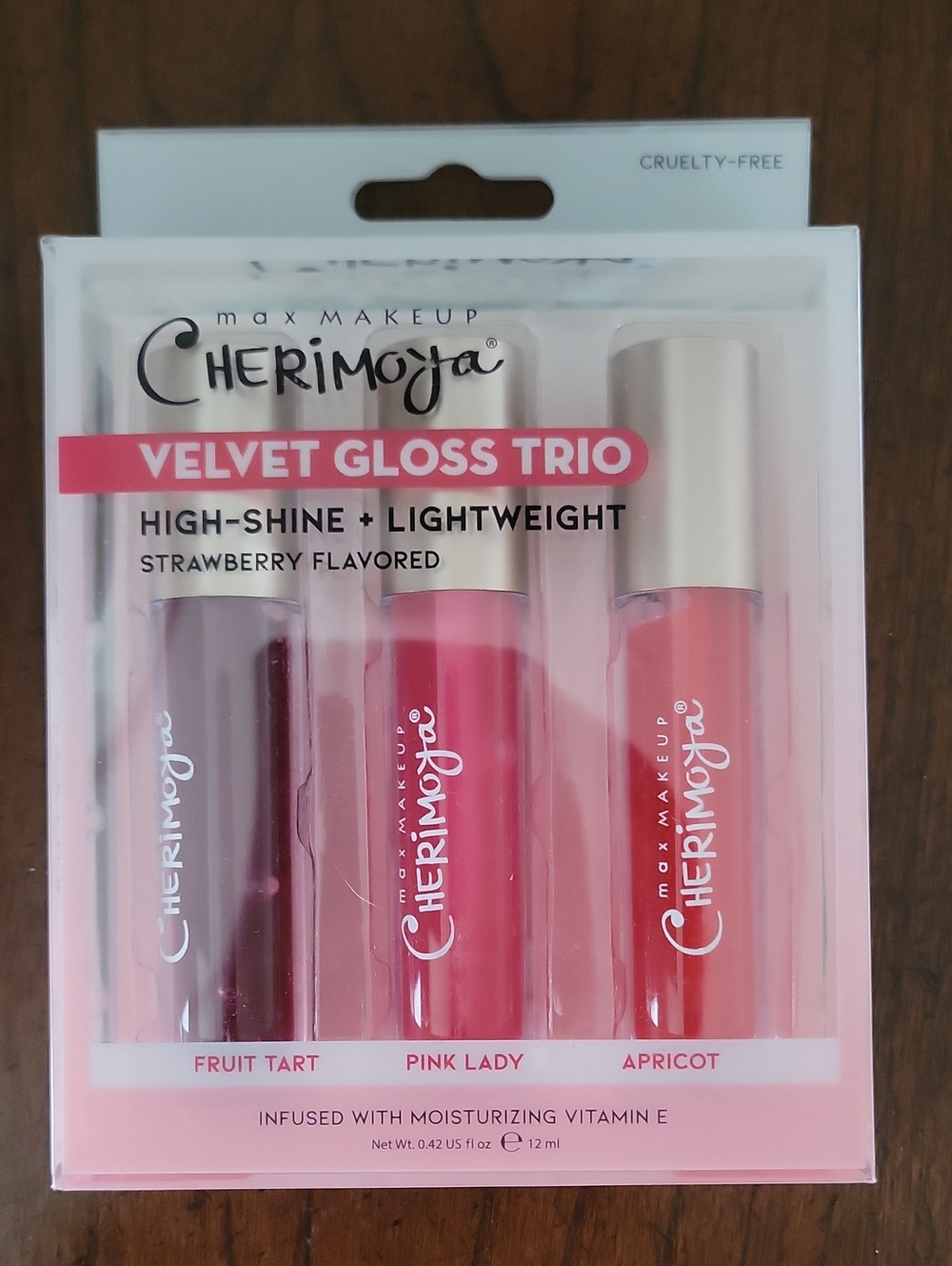 Cherimoya velvet gloss Trio strawberry flavored